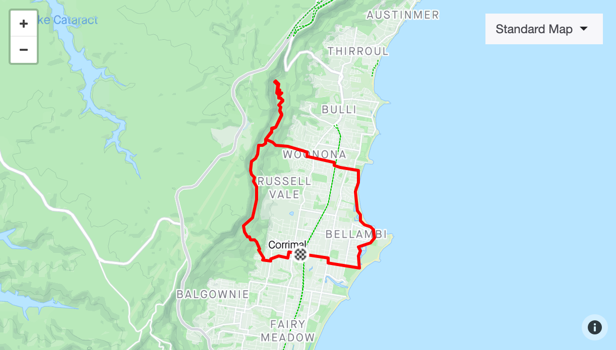 Midnight2Dawn South Coast - Corrimal 2024 Route Map