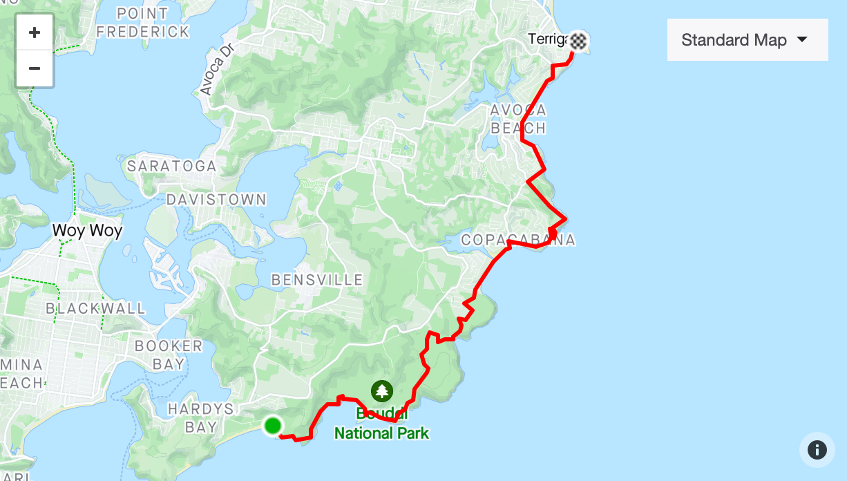 Midnight2Dawn Central Coast - Terrigal 2024 Route Map