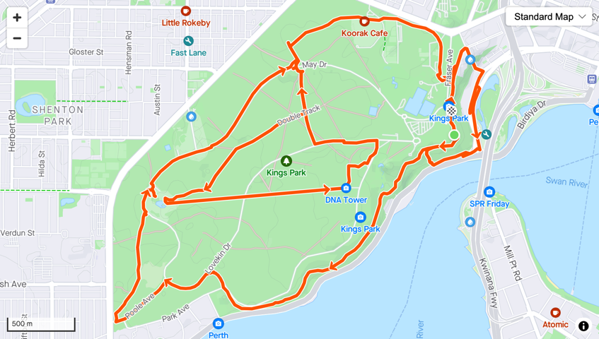 Midnight2Dawn Perth - Kings Park 2024 Route Map